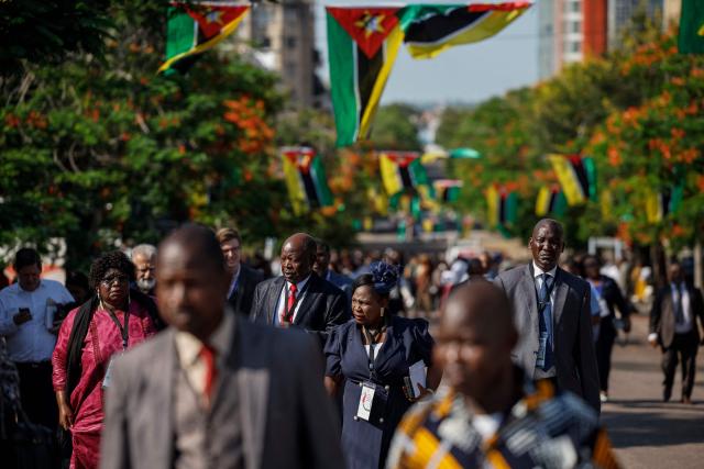 Guests arrive ahead of Mozambique President-elect Daniel Chapo's inauguration at Independence Square in Maputo on January 15, 2025. (Photo by PHILL MAGAKOE / AFP)