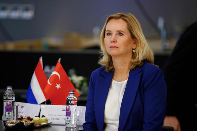 The Netherlands' Minister for Foreign Trade and Development Reinette Klever visits the MEXT technology centre in Istanbul on January 15, 2025. (Photo by KEMAL ASLAN / AFP)