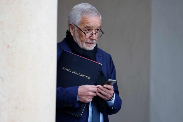 France's Minister of Territorial Planning and Decentralization Francois Rebsamen leaves after the weekly cabinet meeting at the presidential Elysee Palace in Paris, on Janaury 15, 2025. (Photo by Ludovic MARIN / AFP)