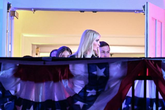 Ivanka Trump and her husband Jared Kushner attend a reception in honor US President-elect Donald Trump at Trump National Golf Club Washington DC in Sterling, Virginia, on January 18, 2025. (Photo by Jim WATSON / AFP)