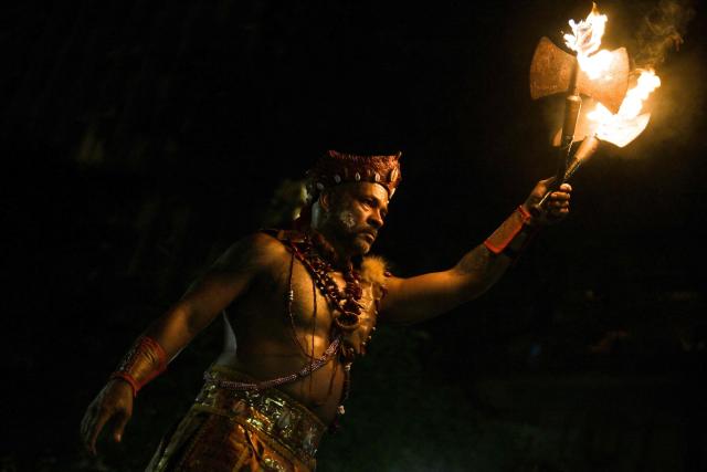 Member of the Ilu Oba de Min percussion performs during the street carnival in Sao Paulo, Brazil on February 28, 2025. Ilu Oba de Min known for embracing African and Afro-Brazilian culture, is one of the culturally-focused carnival street parties of Sao Paulo. (Photo by Nelson ALMEIDA / AFP)