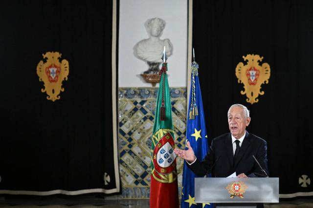 Portuguese President Marcelo Rebelo de Sousa delivers a speech after the Portuguese State Council meeting at Belem Palace in Lisbon on March 13, 2025. Portugal's President Marcelo Rebelo de Sousa said on March 13, 2025 that snap legislative elections would be held on May 18 following the prime minister's resignation over a conflict of interest dispute. (Photo by PATRICIA DE MELO MOREIRA / AFP)