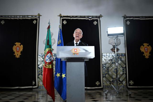 Portuguese President Marcelo Rebelo de Sousa delivers a speech after the Portuguese State Council meeting at Belem Palace in Lisbon on March 13, 2025. Portugal's President Marcelo Rebelo de Sousa said on March 13, 2025 that snap legislative elections would be held on May 18 following the prime minister's resignation over a conflict of interest dispute. (Photo by PATRICIA DE MELO MOREIRA / AFP)