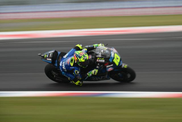 Italtrans Racing Team's Brazilian rider Diogo Moreira rides during a practice session of the Moto2 Argentina Grand Prix at the Termas de Rio Hondo circuit in Santiago del Estero, Argentina on March 14, 2025. (Photo by Luis ROBAYO / AFP)