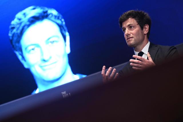 Founder and Managing Partner of the venture capital firm Thrive Capital, Joshua Kushner,  speaks during the Hill & Valley Forum at the US Capitol Visitor Center Auditorium in Washington, DC, on April 30, 2025. (Photo by Brendan SMIALOWSKI / AFP)