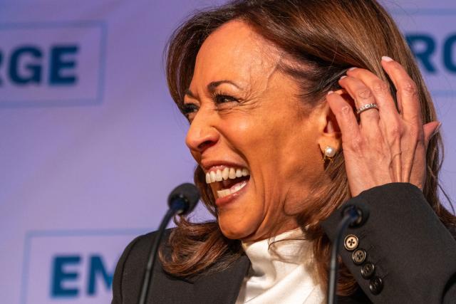 Former US Vice President Kamala Harris speaks at the Emerge 20th Anniversary Gala in San Francisco, California, on April 30, 2025. (Photo by Camille Cohen / AFP)
