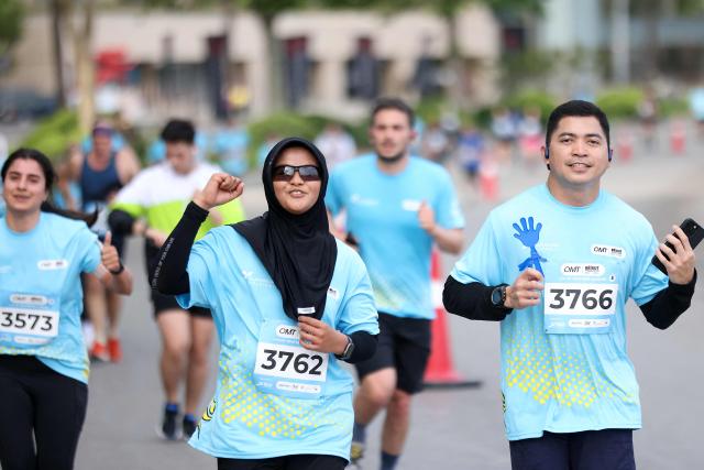 Competitors take part in the annual Beirut Marathon, in the Lebanese capital, on April 1, 2025. (Photo by IBRAHIM AMRO / AFP)