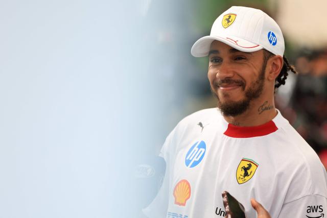 Ferrari's British driver Lewis Hamilton speaks during a television interview following the qualifying session for the 2025 Miami Formula One Grand Prix at Miami International Autodrome in Miami Gardens, Florida, on May 3, 2025. (Photo by CHARLY TRIBALLEAU / AFP)