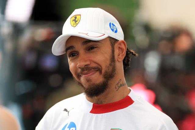 Ferrari's British driver Lewis Hamilton speaks during a television interview following the qualifying session for the 2025 Miami Formula One Grand Prix at Miami International Autodrome in Miami Gardens, Florida, on May 3, 2025. (Photo by CHARLY TRIBALLEAU / AFP)