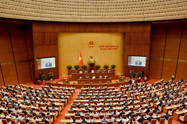 Vietnam's members of parliament attend the National Assembly's summer session opening in Hanoi on May 5, 2025. (Photo by Nhac NGUYEN / AFP)