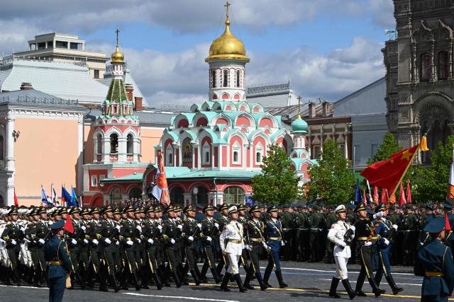 Chinese servicemen march on Red Square during the Victory Day military parade in central Moscow on May 9, 2025. Russia celebrates the 80th anniversary of the Soviet Union's victory over Nazi Germany in World War Two (WWII). (Photo by Kirill KUDRYAVTSEV / AFP)