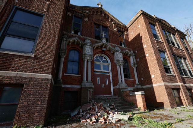 The exterior of the St. Mary of the Assumption Catholic Church, where Pope Leo XIV, Robert Francis Prevost, used to attend while growing up, is seen in Dolton, Illinois, on May 9, 2025. Robert Francis Prevost became the first pope from the United States on May 8, 2025, picking the papal name Leo XIV after cardinals from around the world elected him leader of the world's 1.4 billion Catholics. Tens of thousands of people packed in St Peter's Square cheered as Prevost appeared on the balcony of St Peter's Basilica, waving with both hands, smiling and bowing. (Photo by KAMIL KRZACZYNSKI / AFP)