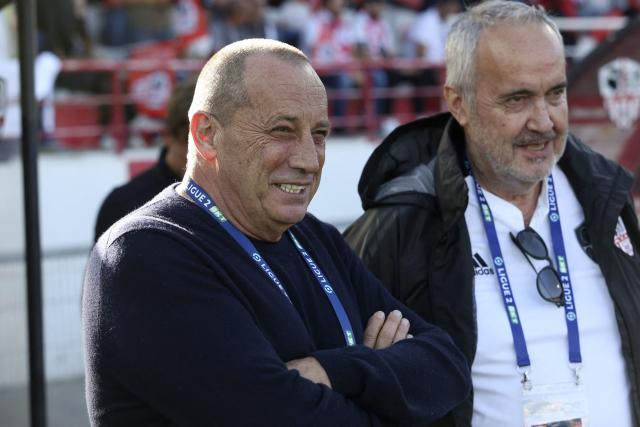 (FILES) Ajaccio's French president Guy Orsoni is seen ahead of the French L2 football match between Ajaccio (ACA) and Toulouse (TFC) on May 14, 2022 at Francois-Coty Stadium in Ajaccio on the French Mediterranean island of Corsica. The trial of Guy Orsoni and Anto Moretti, suspected of attempting to assassinate Pascal Porri, a member of the rival Petit Bar gang will take place at the Marseille Criminal Court on May 12, 2025. (Photo by Pascal POCHARD-CASABIANCA / AFP)
