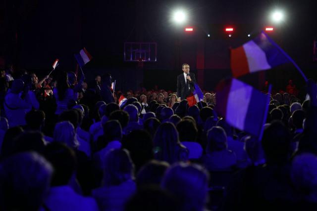 France's Minister of the Interior Bruno Retailleau addresses supporters during his end-of-campaign meeting for the presidency of the French right wing party Les Republicains (LR), in Boulogne-Billancourt, on the outskirts of paris, on May 11, 2025. (Photo by Thomas SAMSON / AFP)
