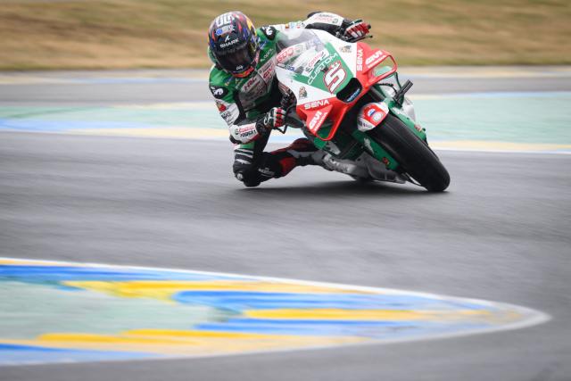LCR Honda team's French MotoGP rider Johann Zarco rides to win the France Moto GP race at the Le Mans Circuit on May 11, 2025.  (Photo by Loic VENANCE / AFP)