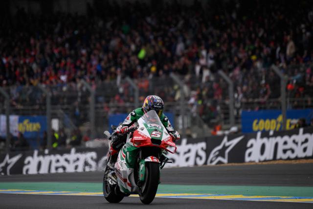 LCR Honda team's French MotoGP rider Johann Zarco rides to win the France Moto GP race at the Le Mans Circuit on May 11, 2025.  (Photo by Loic VENANCE / AFP)