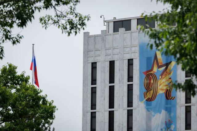 The Russian embassy is seen in Washington, DC, on May 11, 2025. US President Donald Trump called for Ukraine to accept Russia's offer of direct talks in Istanbul, saying a face-to-face meeting would determine whether peace was possible. Ukraine said earlier it was ready to take part in the meeting, but only once Russian President Vladimir Putin accepted a 30-day ceasefire proposed by Kyiv and its allies. (Photo by Ting Shen / AFP)