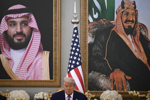 TOPSHOT - US President Donald Trump sits for a meeting with the Saudi Crown Prince in Riyadh on May 13, 2025. (Photo by Brendan SMIALOWSKI / AFP)
