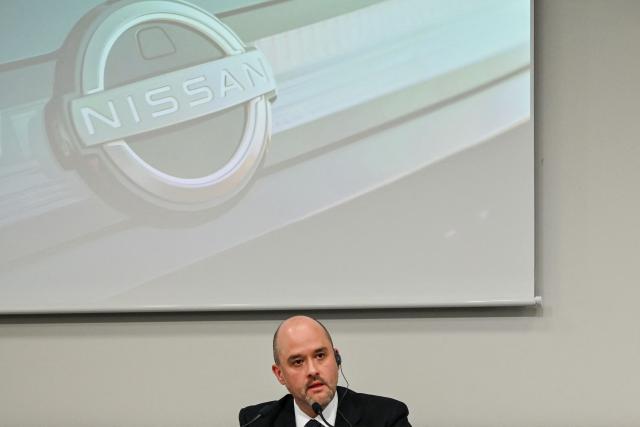 Ivan Espinosa, CEO of Japanese automaker Nissan, attends a press conference to announce the company's fiscal 2024 full-year results, at their headquarters in the city of Yokohama, Kanagawa prefecture on May 13, 2025. (Photo by Richard A. Brooks / AFP)