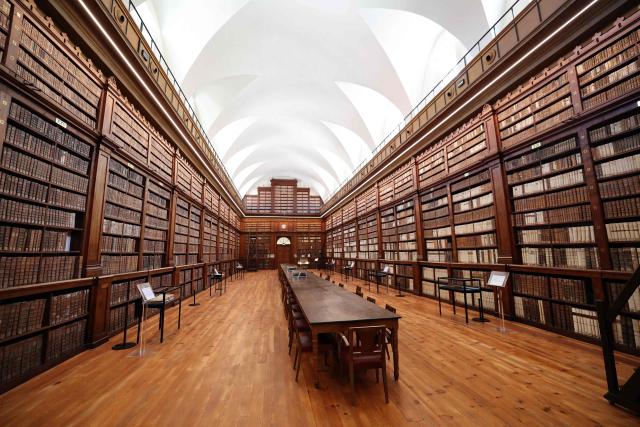 This photograph shows a reading room in the renovated Fesch municipal library during its re-opening inauguration in Ajaccio on the French Mediterranean island of Corsica, on May 13, 2025. (Photo by Pascal POCHARD-CASABIANCA / AFP)