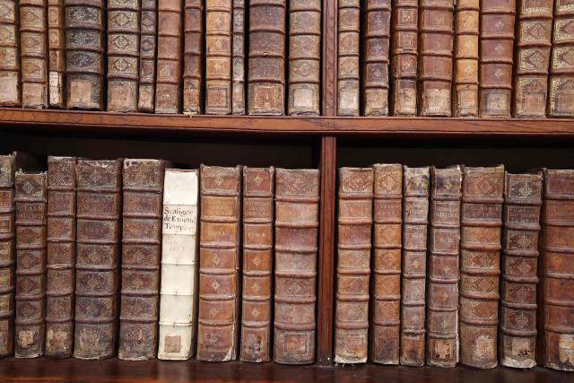 This photograph shows books in the renovated Fesch municipal library during its re-opening inauguration in Ajaccio on the French Mediterranean island of Corsica, on May 13, 2025. (Photo by Pascal POCHARD-CASABIANCA / AFP)
