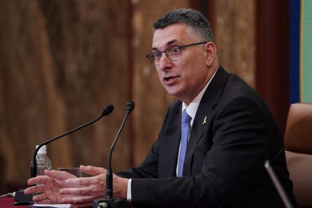 Israel's Foreign Minister Gideon Sa'ar speaks during a press conference at the Japan National Press Club in Tokyo on May 14, 2025. (Photo by Kazuhiro NOGI / AFP)