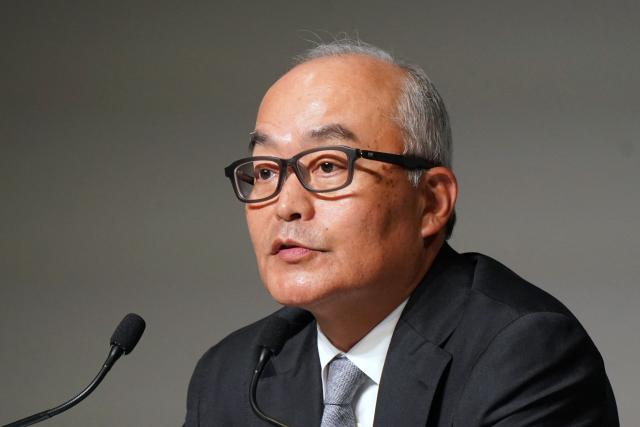Sony Group Corp President and CEO Hiroki Totoki answers questions during a press conference in Tokyo on May 14, 2025. (Photo by Kazuhiro NOGI / AFP)