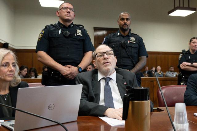 Former Hollywood film producer Harvey Weinstein appears in Manhattan Criminal Court during his rape and sexual assault re-trial in New York on May 15, 2025. The former Miramax studio boss is charged in the New York with the 2006 sexual assault of Miriam Haley and the 2013 rape of Jessica Mann. He also faces a new count for an alleged sexual assault of a 19-year-old in 2006. (Photo by Steven Hirsch / POOL / AFP)