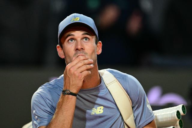 USA's Tommy Paul gesture at the end of his men's singles semi-final match against Italy's Jannik Sinner for the ATP Rome Open tennis tournament at Foro Italico in Rome on May 16, 2025. (Photo by Tiziana FABI / AFP)