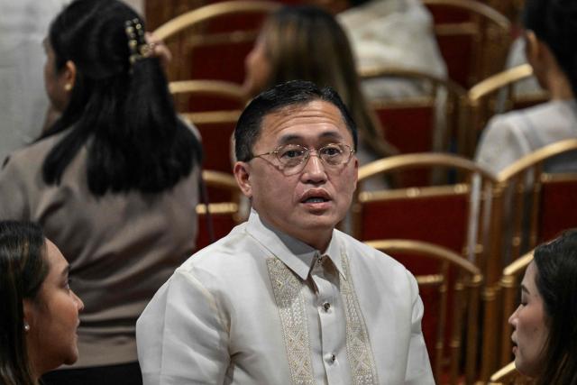 Senator-elect Christopher Go arrives during the proclamation of the elected senators in Manila on May 17, 2025. (Photo by Jam STA ROSA / AFP)