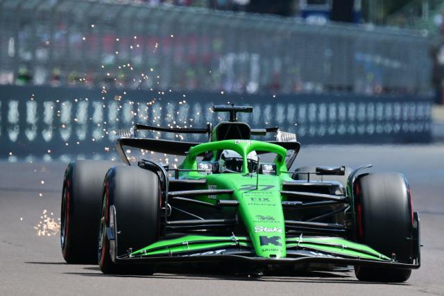 Kick Sauber's German driver Nico Hulkenberg races during a practice session for the 2025 Emilia Romagna Formula One Grand Prix at the Imola autodrome in Imola, on May 17, 2025. (Photo by Andrej ISAKOVIC / AFP)