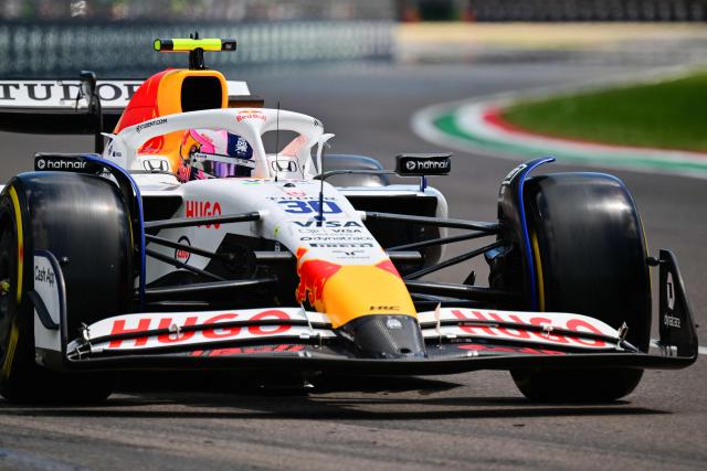 RB's New Zealand driver Liam Lawson races during a practice session for the 2025 Emilia Romagna Formula One Grand Prix at the Imola autodrome in Imola, on May 17, 2025. (Photo by Andrej ISAKOVIC / AFP)