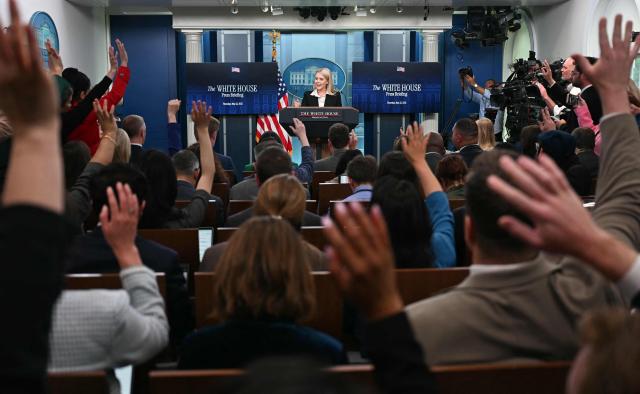 White House Press Secretary Karoline Leavitt takes question during the daily briefing in the Brady Briefing Room of the White House in Washington, DC, on May 22, 2025. (Photo by Jim WATSON / AFP)