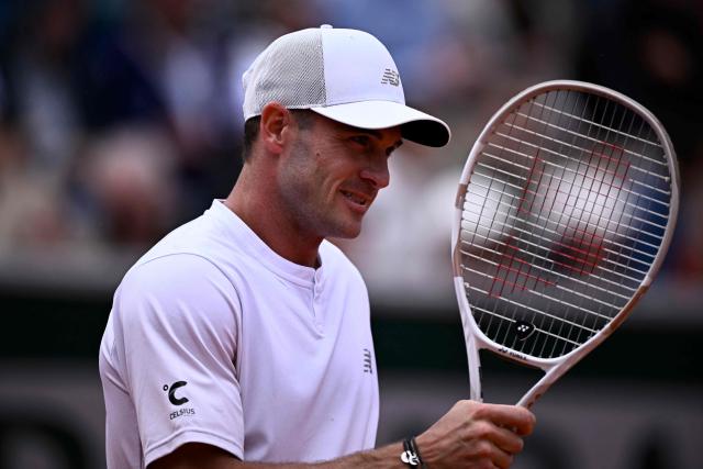 US Tommy Paul reacts after winning a game against Denmark's Elmer Moeller during their men's singles match on day 1 of the French Open tennis tournament on Court Simonne-Mathieu at the Roland-Garros Complex in Paris on May 25, 2025. (Photo by JULIEN DE ROSA / AFP)