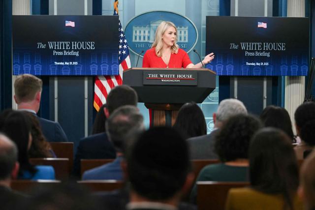 White House Press Secretary Karoline Leavitt speaks during the daily briefing in the Brady Briefing Room of the White House in Washington, DC, on May 29, 2025. (Photo by Jim WATSON / AFP)