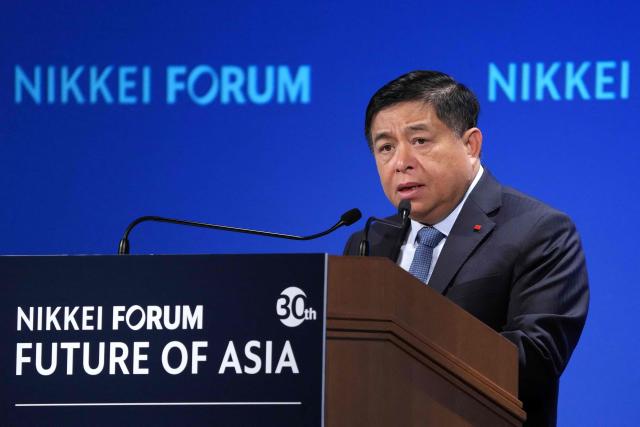 Vietnamese Deputy Prime Minister Nguyen Chi Dung delivers a speech during the Nikkei Forum 30th Future of Asia in Tokyo on May 30, 2025. (Photo by JIJI Press / AFP) / Japan OUT