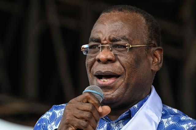 Former Ivory Coast Prime Minister and president of the Ivorian Popular Front (FPI)  Pascal Affi N'Guessan speaks during the first meeting of the Coalition for a Peaceful Alternation in Abidjan on May 31, 2025, ahead of the presidential election on October 25, 2025. A large opposition coalition in Ivory Coast on Monday reiterated a call for "dialogue" with the authorities to allow several excluded candidates in this year's elections to stand. They are calling for a revision of the electoral register before October to allow the barred candidates to be registered and for a reform of the independent electoral commission. Four prominent opposition figures have been removed from the electoral register, ruling them out from running in the October 25 presidential ballot. (Photo by Sia KAMBOU / AFP)