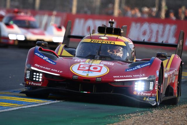 Ferrari AF Corse's Italian driver #50 Antonio Fuoco competes in the Hyperpole of the 2025 Le Mans 24 hour endurance race, at the Le Mans circuit, northwestern France, on June 12, 2025. (Photo by JEAN-FRANCOIS MONIER / AFP)