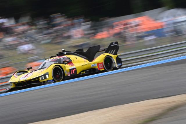AF Corse's Polish driver #83 Robert Kubica steers his hypercar during the 2025 Le Mans 24 hour endurance race, at the Le Mans circuit, in north-western France on June 14, 2025. (Photo by JEAN-FRANCOIS MONIER / AFP)