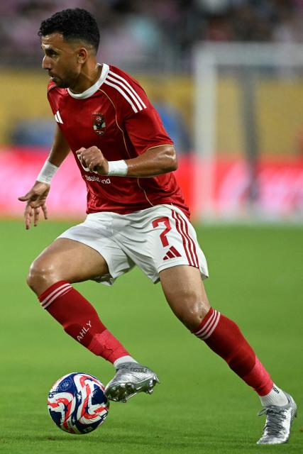 Al Ahly's Egyptian midfielder #07 Trezeguet controls the ball during the Club World Cup 2025 Group A football match between Egypt's Al-Ahly and US Inter Miami at the Hard Rock stadium in Miami on June 14, 2025. (Photo by PATRICIA DE MELO MOREIRA / AFP)