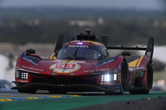 Ferrari AF Corse Thor Team's hypercar #51 British driver James Calado competes during the 2025 Le Mans 24 hour endurance race, at the Le Mans circuit, in northwestern France, on June 15, 2025. (Photo by JEAN-FRANCOIS MONIER / AFP)