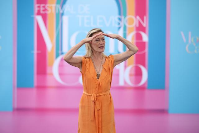 US-Canadian actress Gabrielle Lazure poses during a photocall as part of the 64th Monte-Carlo Television Festival in the principality of Monaco on June 16, 2025. (Photo by Valery HACHE / AFP)