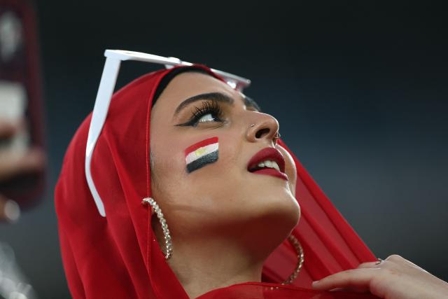 A fan of Al-Ahly gestures ahead of the FIFA Club World Cup 2025 Group A football match between Portugal's Porto FC and Egypt's Al-Ahly at the MetLife stadium in East Rutherford, New Jersey on June 23, 2025. (Photo by FRANCK FIFE / AFP)