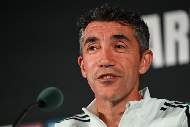 Benfica's Portuguese head coach Bruno Lage speaks during a press conference at Bank of America Stadium in Charlotte, North Carolina, on June 27, 2025, ahead of the FIFA Club World Cup 2025 last 16 football match between Portugal's Benfica and England's Chelsea. (Photo by Paul ELLIS / AFP)