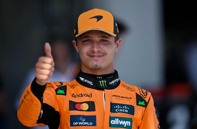 McLaren's British driver Lando Norris reacts after winning the Formula One Austrian Grand Prix at the Red Bull Ring race track in Spielberg, Austria, on June 29, 2025. (Photo by Denes Erdos / POOL / AFP)