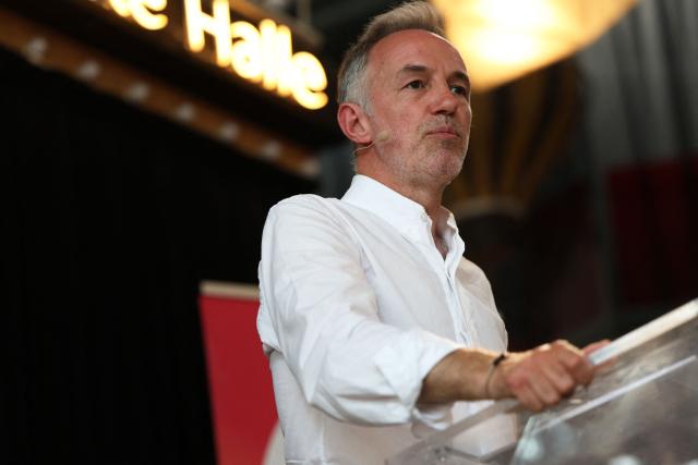 (FILES) Socialistes et Apparentes' MP Emmanuel Gregoire and candidate as Mayor of Paris delivers a speech during a public meeting in Paris on June 22, 2025. French MP Emmanuel Gregoire won the primary election to select the Socialist Party candidate for the 2026 municipal elections in Paris, the Parisian branch of the Socialist Party announced to the press on June 30, 2025. (Photo by ROMAIN PERROCHEAU / AFP)