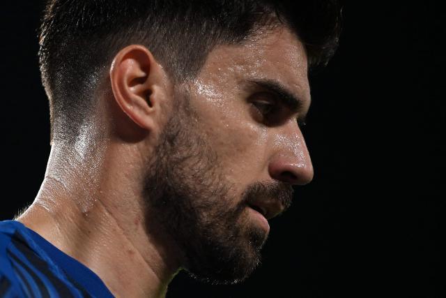 Al Hilal's Portuguese midfielder #08 Ruben Neves looks on during the FIFA Club World Cup 2025 round of 16 football match between England's Manchester City and Saudi's Al-Hilal at the Camping World stadium in Orlando on June 30, 2025. (Photo by PATRICIA DE MELO MOREIRA / AFP)