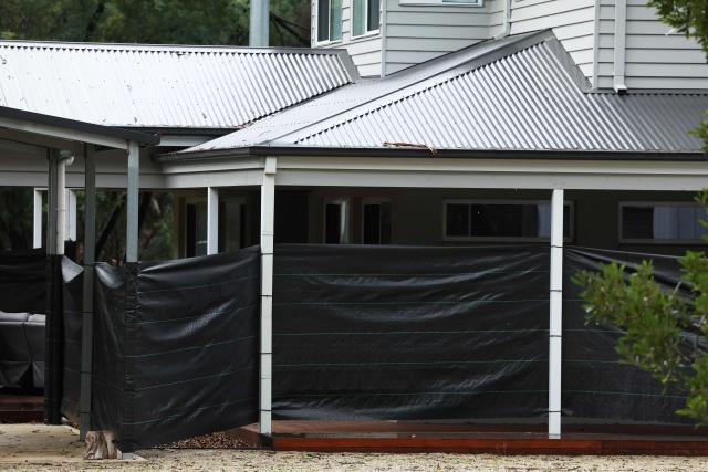 A general view shows the home of Erin Patterson, an Australian woman who was on trial after being accused of murdering three members of her husband's family with a toxic mushroom-laced beef Wellington lunch, in Leongatha on July 1, 2025. Jury members retired on June 30 to decide the fate of an Australian woman accused of murdering three members of her husband's family with a toxic mushroom-laced beef Wellington lunch. Jurors began deliberating their verdict on 50-year-old home cook Erin Patterson after a nine-week trial. (Photo by Martin KEEP / AFP)
