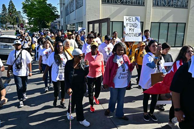 Demonstrators rally against Immigration and Customs Enforcement (ICE) agency in Los Angeles, California on July 1, 2025. Activists in Los Angeles and across the United States have organized a coordinated "Sick of ICE" sick-out for July 1, urging workers to call in sick as an act of solidarity with immigrant communities targeted by ICE raids. (Photo by Frederic J. Brown / AFP)
