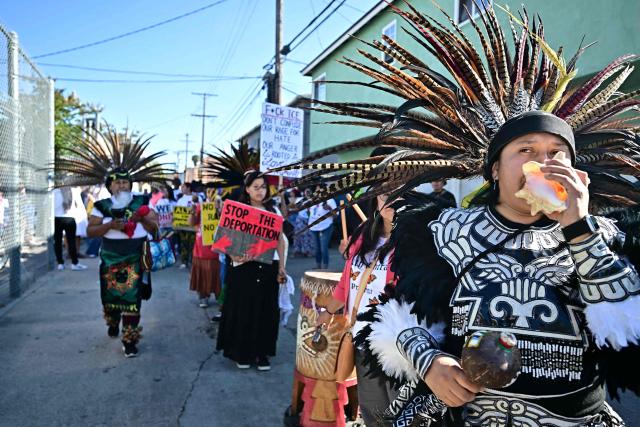 Demonstrators rally against Immigration and Customs Enforcement (ICE) agency in Los Angeles, California on July 1, 2025. Activists in Los Angeles and across the United States have organized a coordinated "Sick of ICE" sick-out for July 1, urging workers to call in sick as an act of solidarity with immigrant communities targeted by ICE raids. (Photo by Frederic J. Brown / AFP)